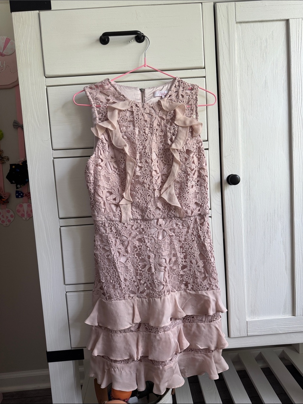 Parker Girls' Dusty Pink Lace Ruffle Dress